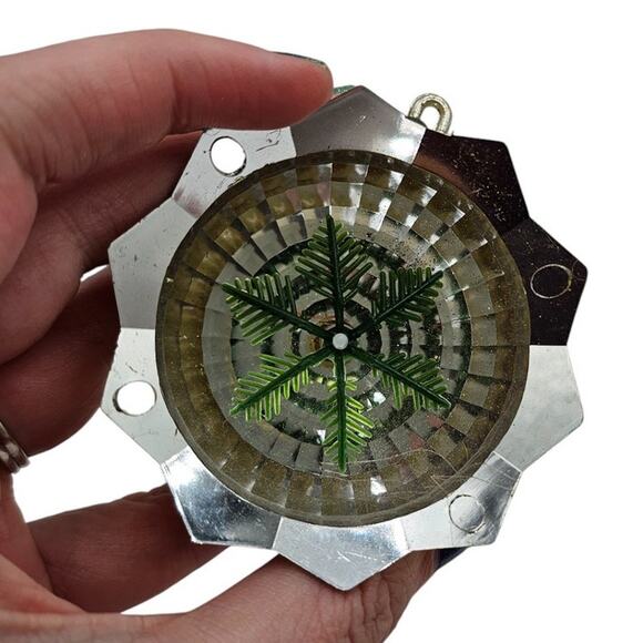 Vtg Christmas Ornaments Shiny Mirror Red Blue Gold Plastic Mid Century - Picture 2 of 5